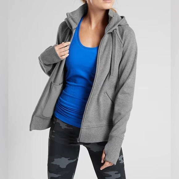 Athleta Triumph Full Zip Hoodie in Charcoal Grey Heather - Picture 1 of 8